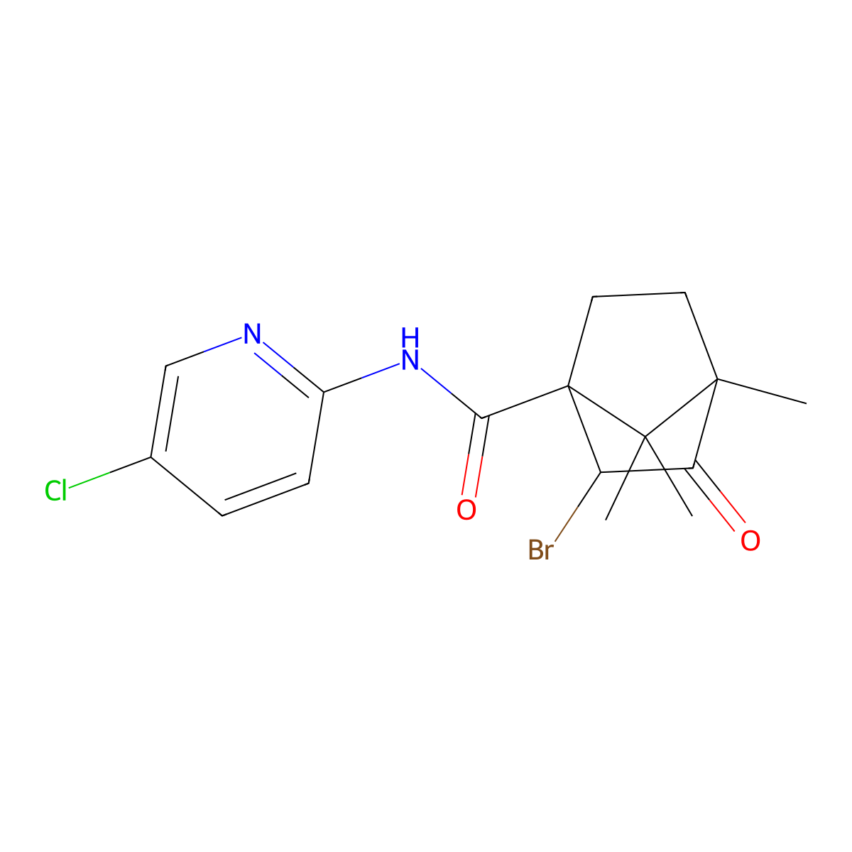 2-bromo-N-(5-chloropyridin-2-yl)-4,7,7-trimethyl-3-oxobicyclo[2.2.1]heptane-1-carboxamide molecular structure, CAS 1005266-06-7