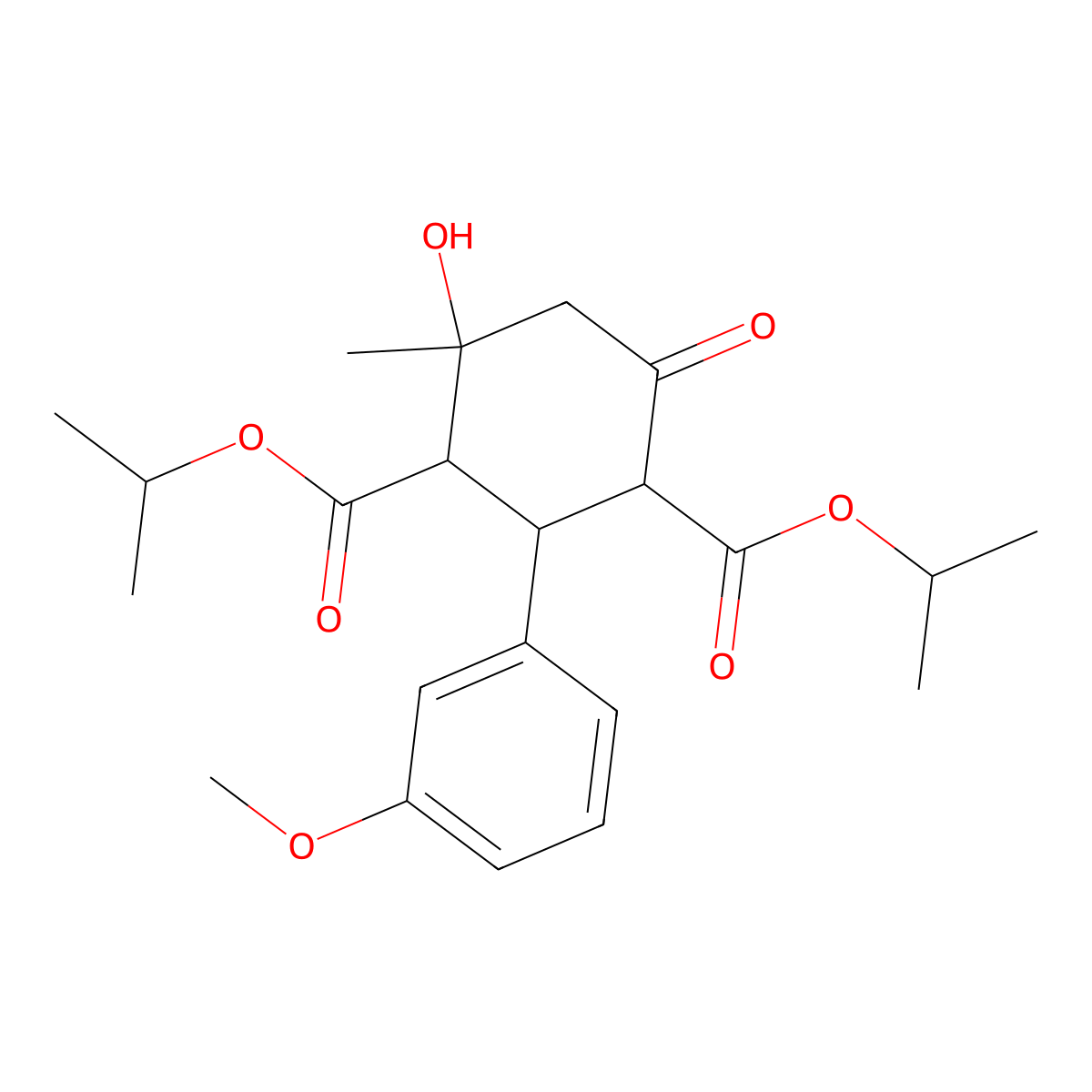 Diisopropyl 4-hydroxy-2-(3-methoxyphenyl)-4-methyl-6-oxocyclohexane-1,3-dicarboxylate molecular structure, CAS 1005266-23-8