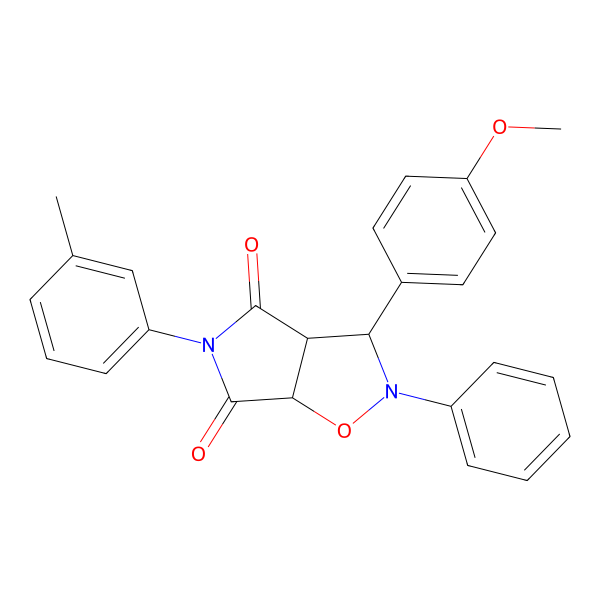 3-(4-methoxyphenyl)-2-phenyl-5-(m-tolyl)dihydro-2H-pyrrolo[3,4-d]isoxazole-4,6(5H,6aH)-dione molecular structure, CAS 1005266-46-5