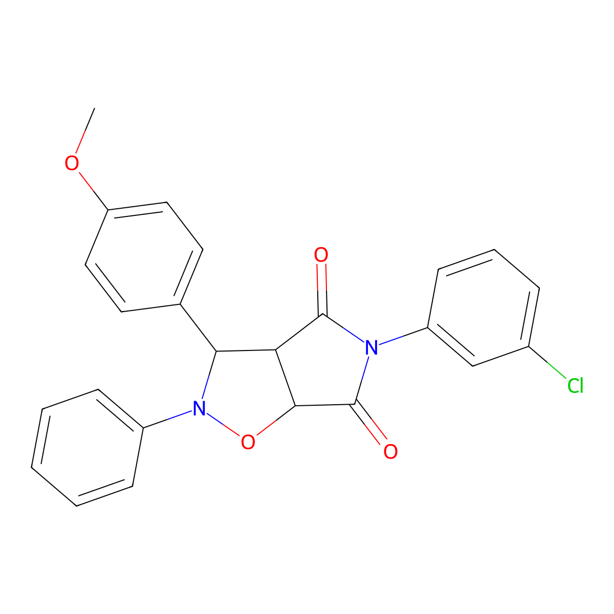 5-(3-chlorophenyl)-3-(4-methoxyphenyl)-2-phenyldihydro-2H-pyrrolo[3,4-d]isoxazole-4,6(5H,6aH)-dione molecular structure, CAS 1005266-47-6