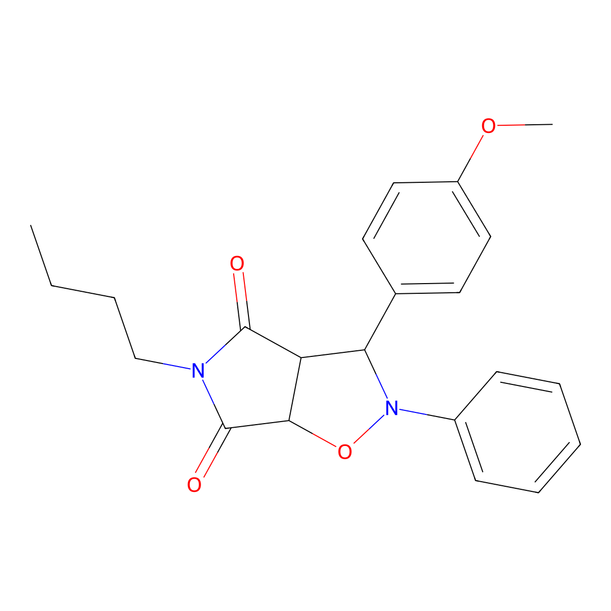 5-butyl-3-(4-methoxyphenyl)-2-phenyldihydro-2H-pyrrolo[3,4-d]isoxazole-4,6(5H,6aH)-dione molecular structure, CAS 1005266-57-8