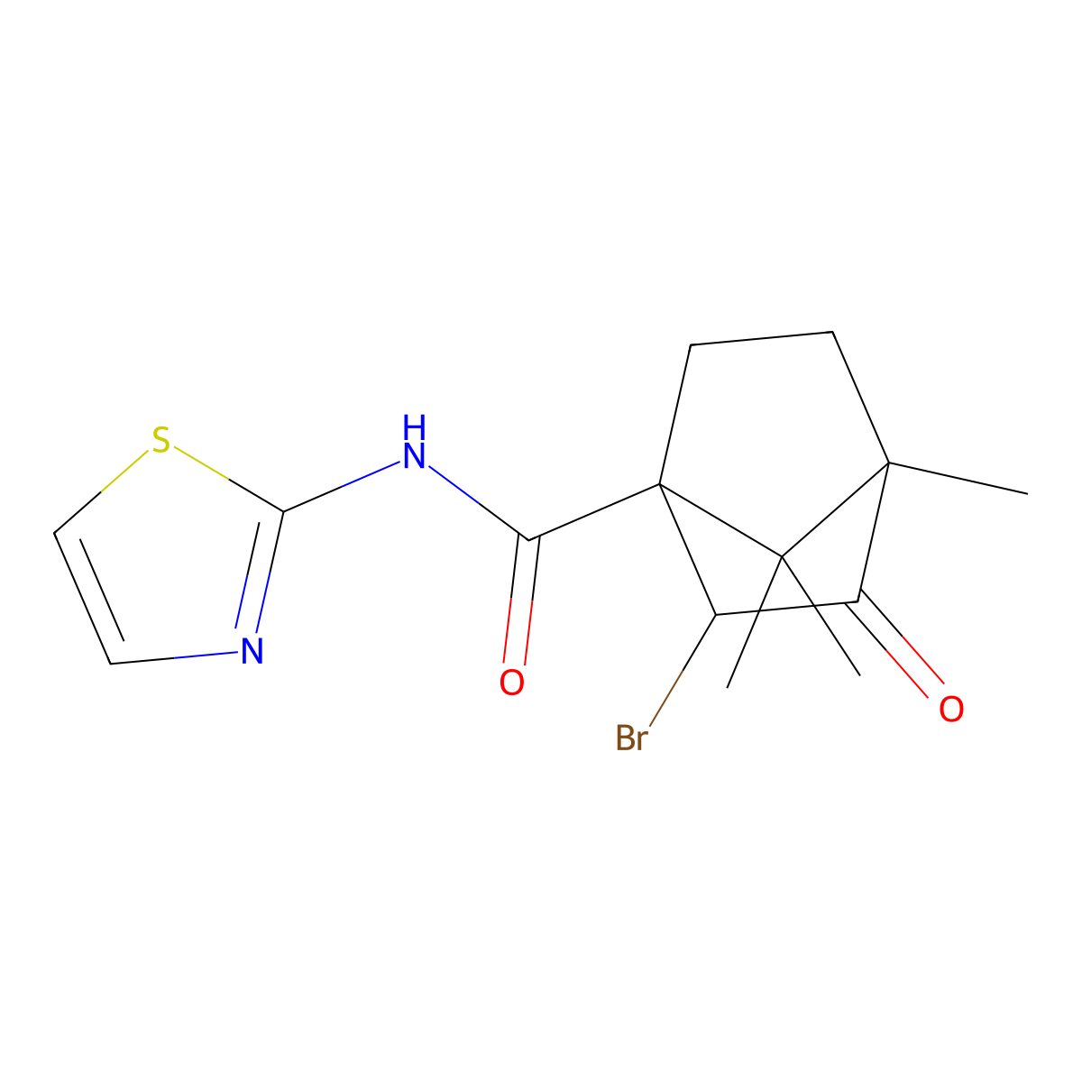 2-bromo-4,7,7-trimethyl-3-oxo-N-(1,3-thiazol-2-yl)bicyclo[2.2.1]heptane-1-carboxamide molecular structure, CAS 1005266-72-7