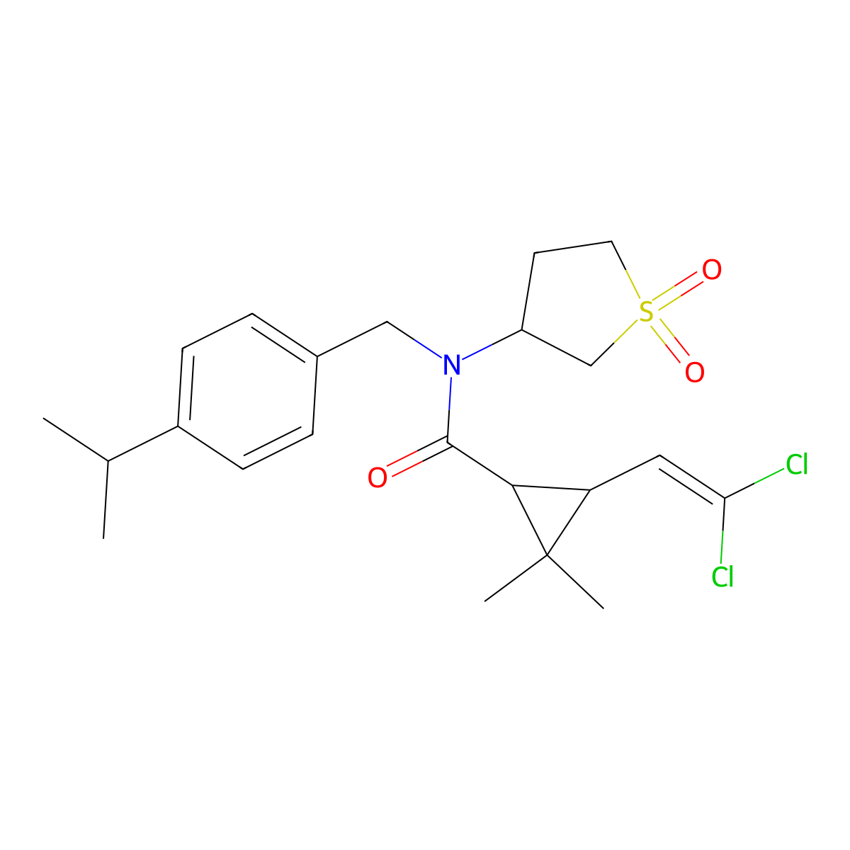 3-(2,2-dichloroethenyl)-N-(1,1-dioxidotetrahydrothiophen-3-yl)-2,2-dimethyl-N-[4-(propan-2-yl)benzyl]cyclopropanecarboxamide molecular structure, CAS 1005266-91-0