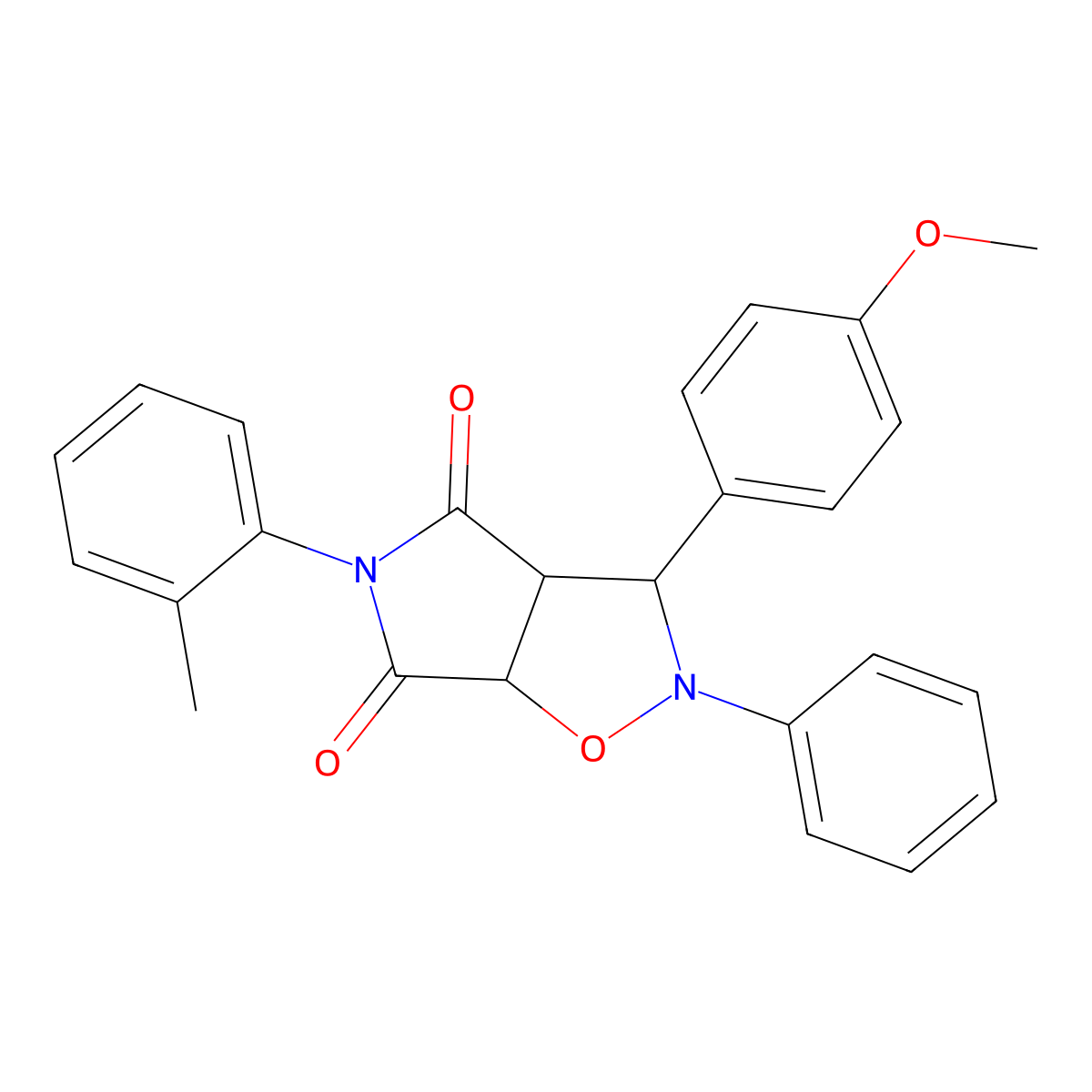 3-(4-methoxyphenyl)-2-phenyl-5-(o-tolyl)dihydro-2H-pyrrolo[3,4-d]isoxazole-4,6(5H,6aH)-dione molecular structure, CAS 1005266-97-6
