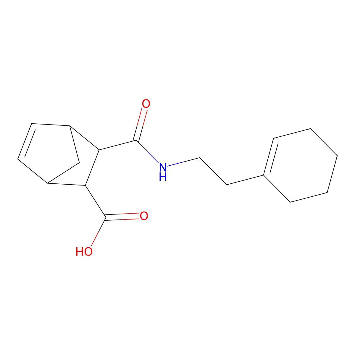 2-[2-(Cyclohexen-1-yl)ethylcarbamoyl]bicyclo[2.2.1]hept-5-ene-3-carboxylic acid molecular structure, CAS 1005268-02-9