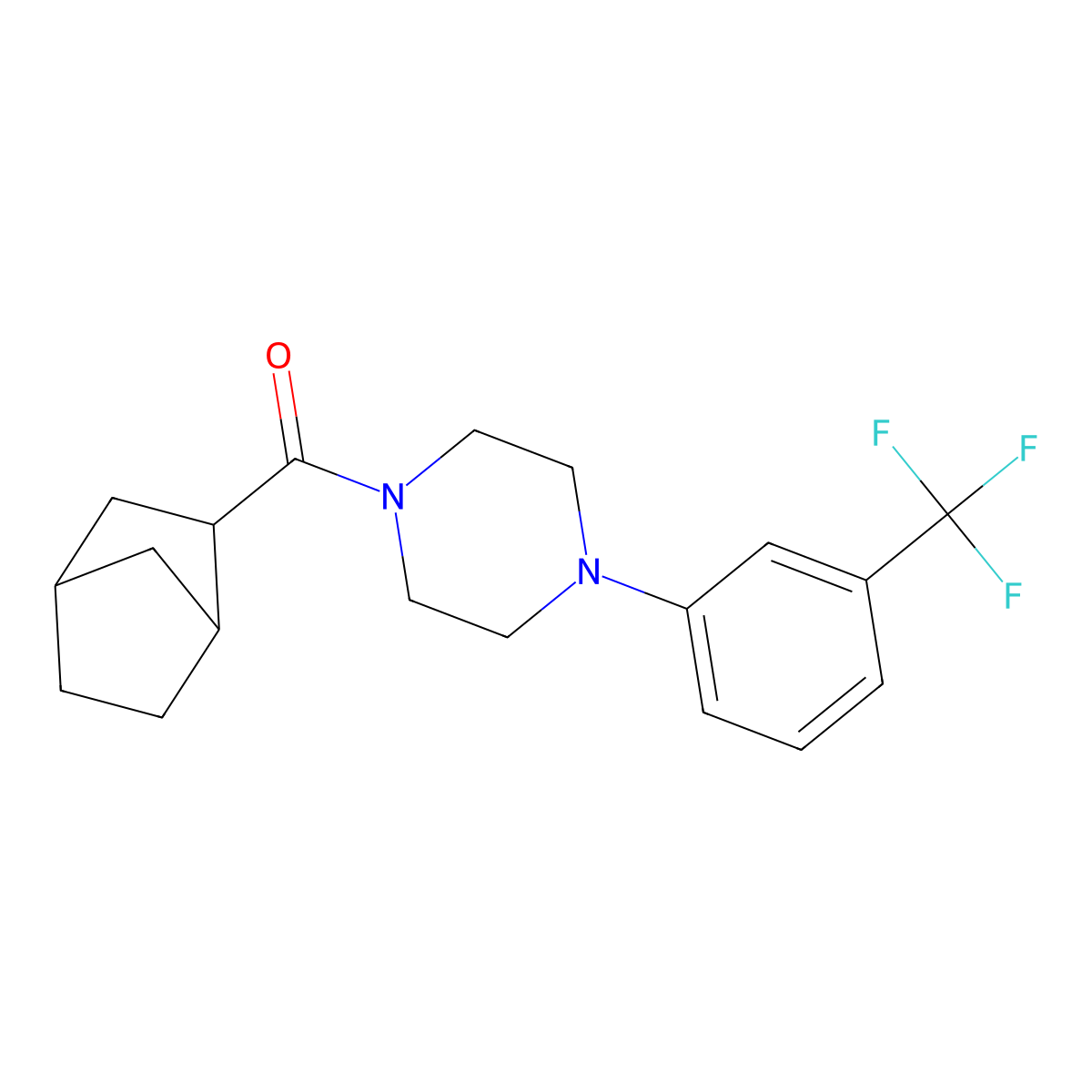 Bicyclo[2.2.1]hept-2-yl 4-[3-(trifluoromethyl)phenyl]piperazinyl ketone molecular structure, CAS 1005268-03-0