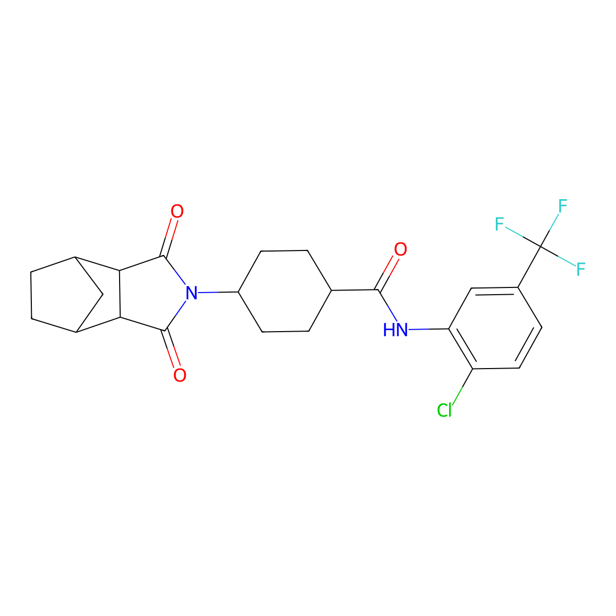 N-[2-chloro-5-(trifluoromethyl)phenyl]-4-(1,3-dioxooctahydro-2H-4,7-methanoisoindol-2-yl)cyclohexanecarboxamide molecular structure, CAS 1005268-19-8