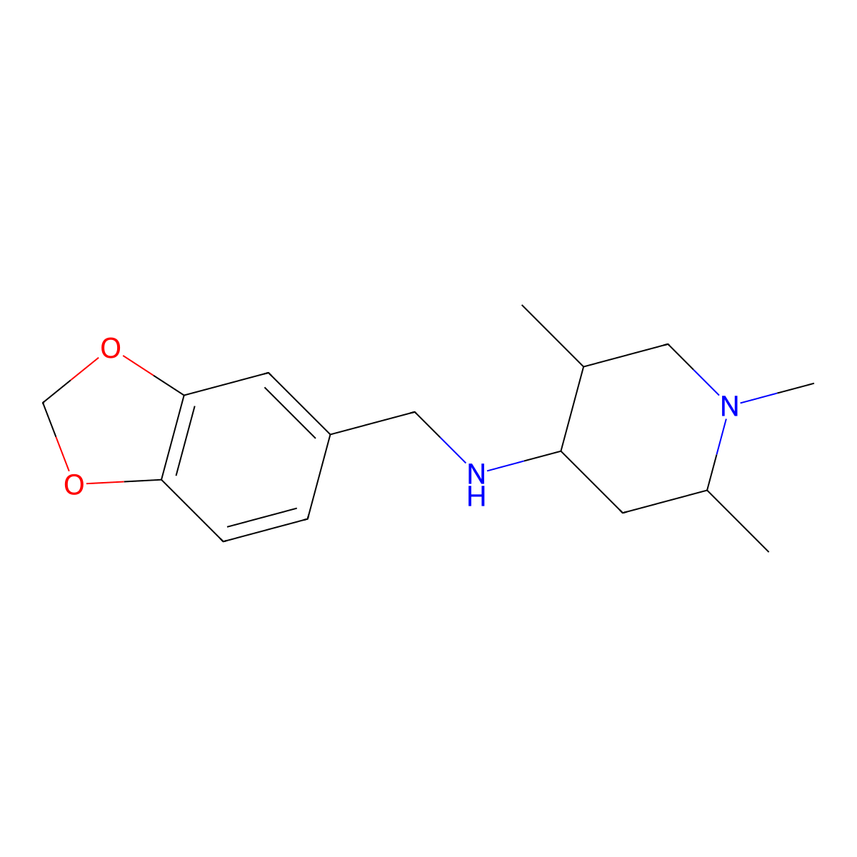 N-(1,3-benzodioxol-5-ylmethyl)-1,2,5-trimethylpiperidin-4-amine molecular structure, CAS 1005268-51-8