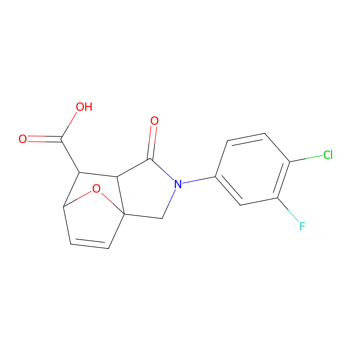 2-(4-Chloro-3-fluorophenyl)-1-oxo-1,2,3,6,7,7a-hexahydro-3a,6-epoxyisoindole-7-carboxylic acid molecular structure, CAS 1005268-53-0