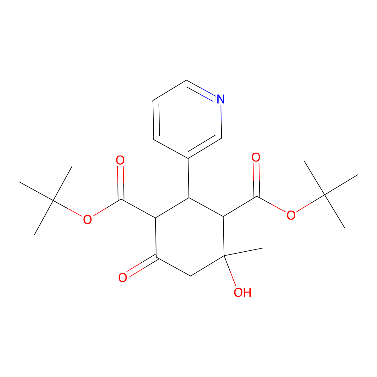 Ditert-butyl 4-hydroxy-4-methyl-6-oxo-2-pyridin-3-ylcyclohexane-1,3-dicarboxylate molecular structure, CAS 1005270-17-6