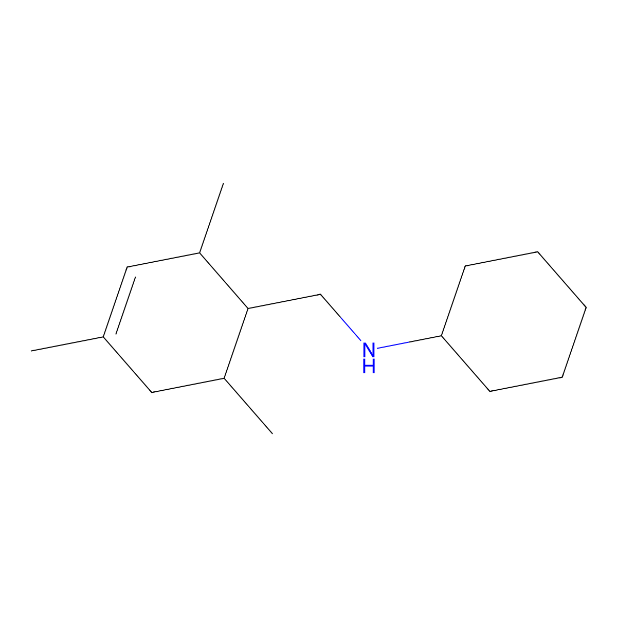 N-[(2,4,6-trimethylcyclohex-3-en-1-yl)methyl]cyclohexanamine molecular structure, CAS 1005270-23-4