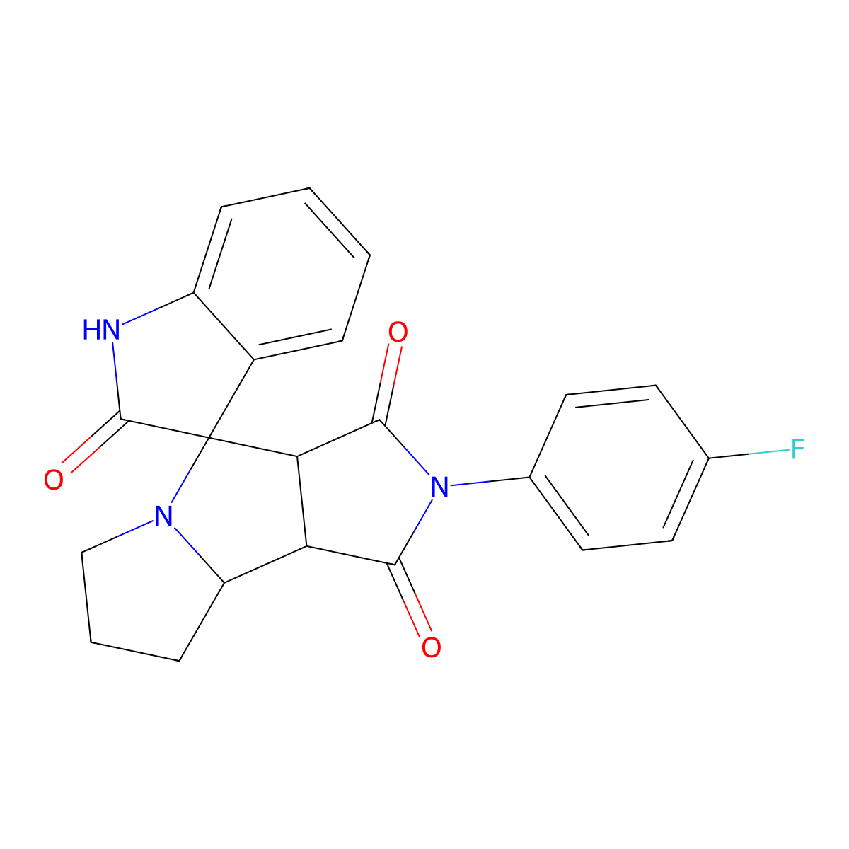 2'-(4-fluorophenyl)spiro[1H-indole-3,4'-3a,6,7,8,8a,8b-hexahydropyrrolo[3,4-a]pyrrolizine]-1',2,3'-trione molecular structure, CAS 1005270-33-6