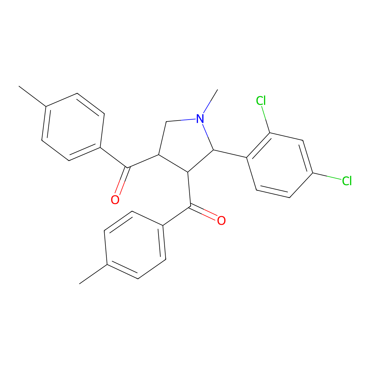[2-(2,4-dichlorophenyl)-1-methyl-4-(4-methylbenzoyl)tetrahydro-1H-pyrrol-3-yl](4-methylphenyl)methanone molecular structure, CAS 1005270-68-7