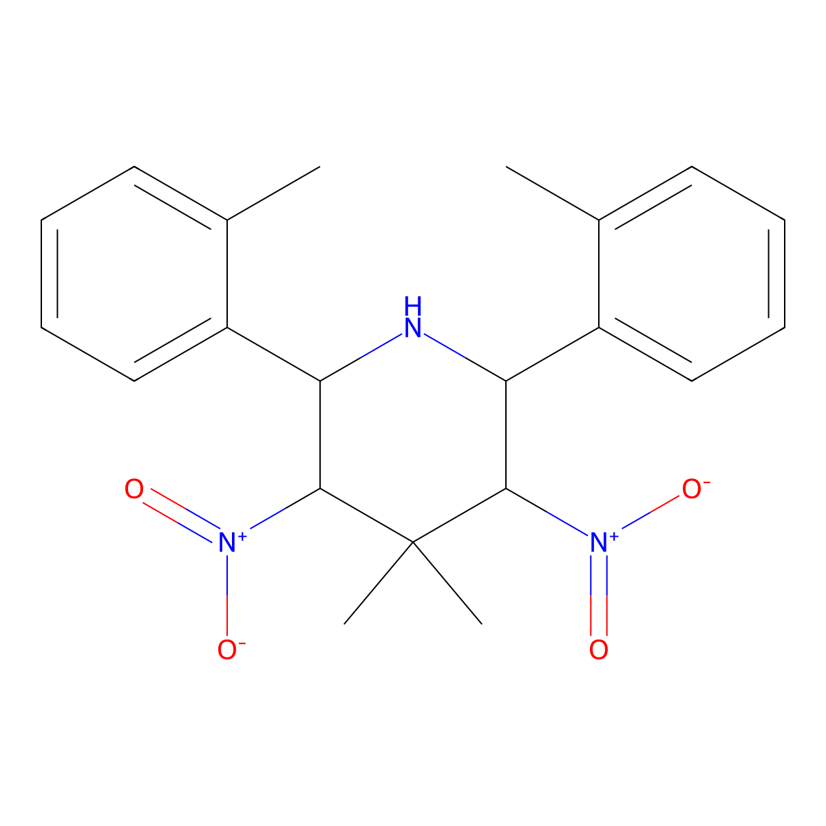 4,4-Dimethyl-2,6-bis(2-methylphenyl)-3,5-dinitropiperidine molecular structure, CAS 1005270-73-4