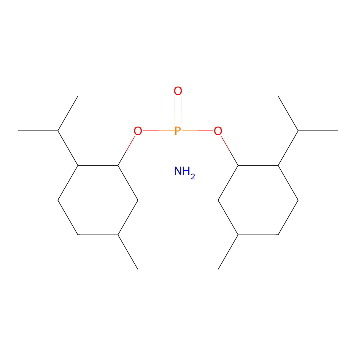 2-[Amino-(5-methyl-2-propan-2-ylcyclohexyl)oxyphosphoryl]oxy-4-methyl-1-propan-2-ylcyclohexane molecular structure, CAS 1005270-81-4