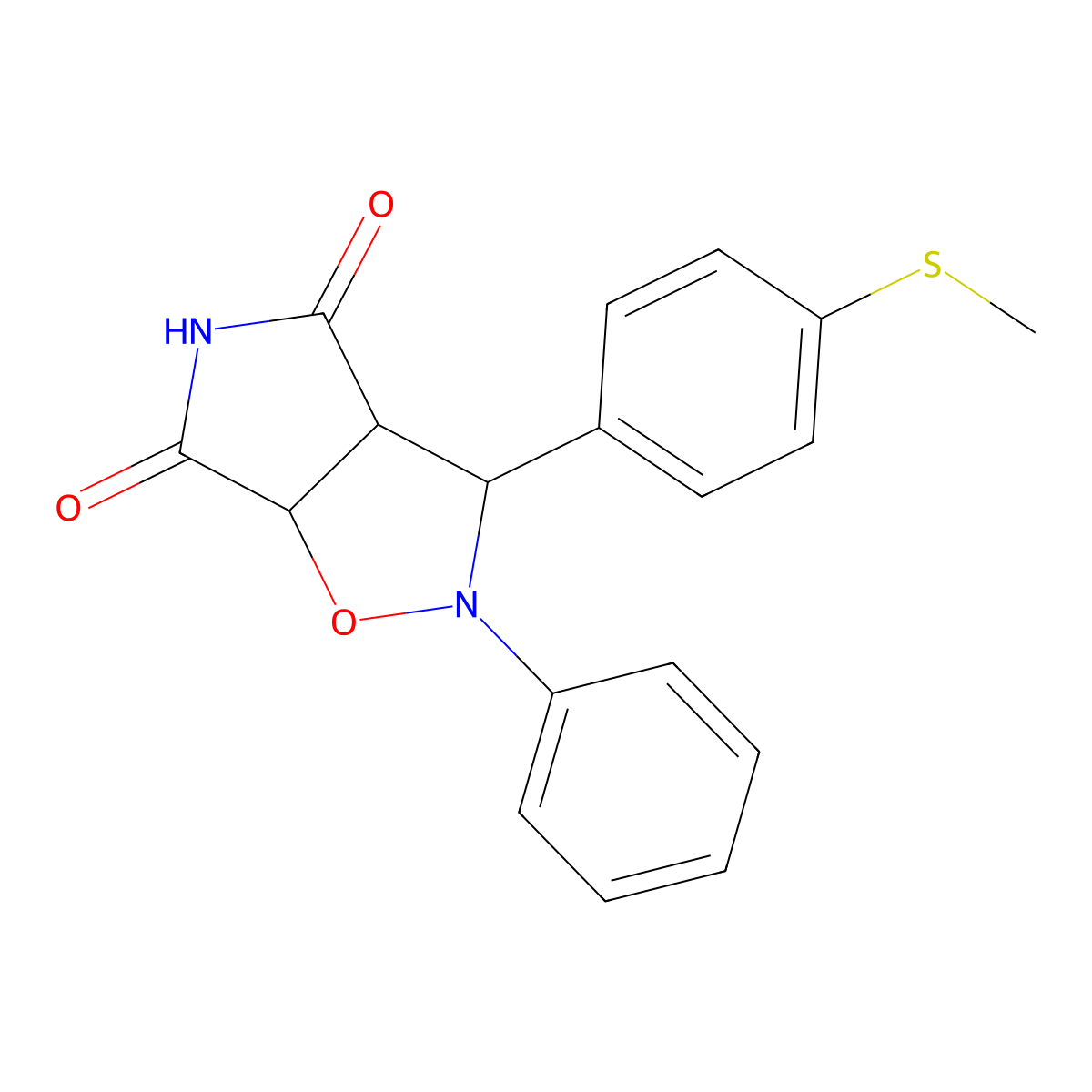 3-(4-(methylthio)phenyl)-2-phenyldihydro-2H-pyrrolo[3,4-d]isoxazole-4,6(5H,6aH)-dione molecular structure, CAS 1005270-89-2
