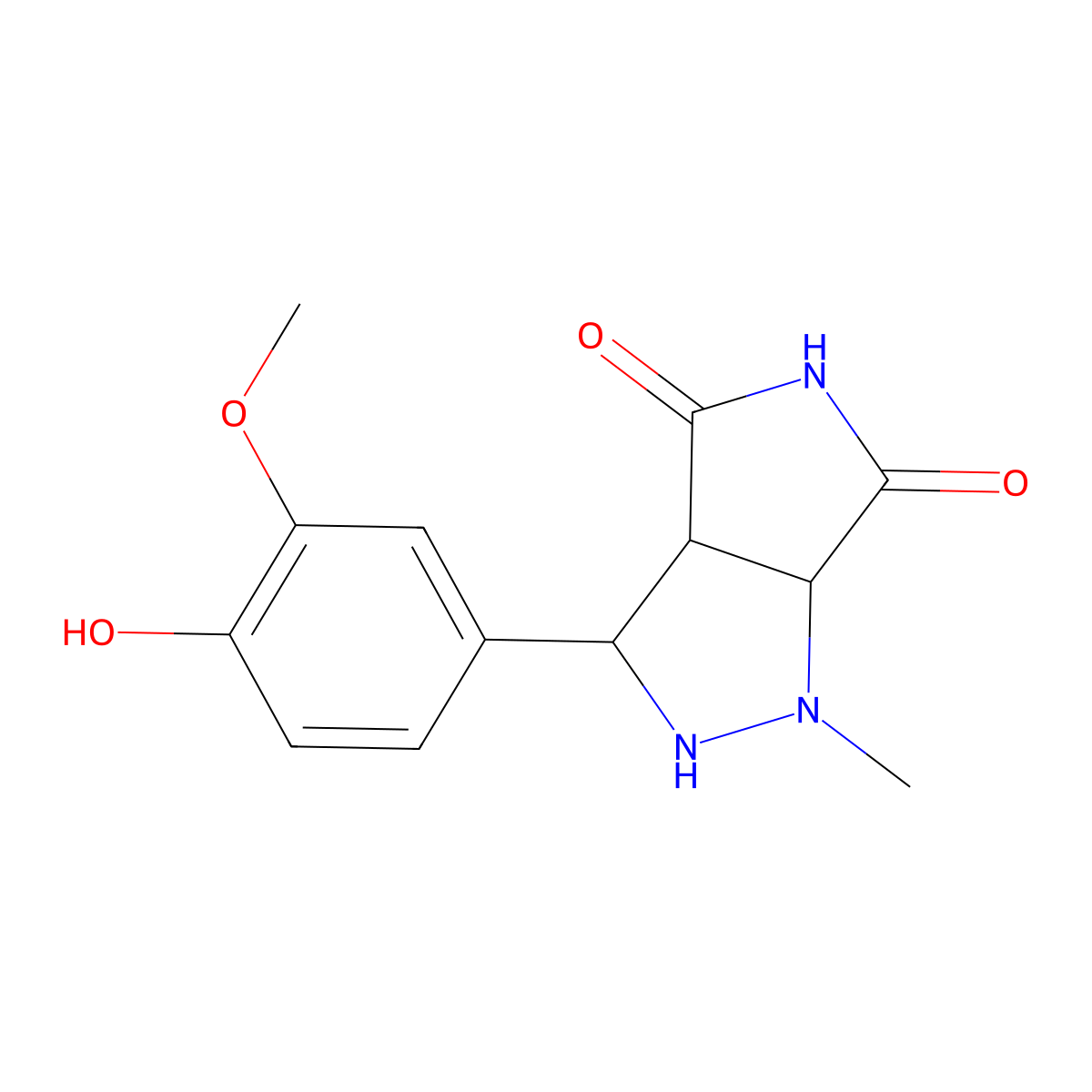 3-(4-hydroxy-3-methoxyphenyl)-1-methyltetrahydropyrrolo[3,4-c]pyrazole-4,6(1H,5H)-dione molecular structure, CAS 1005271-00-0