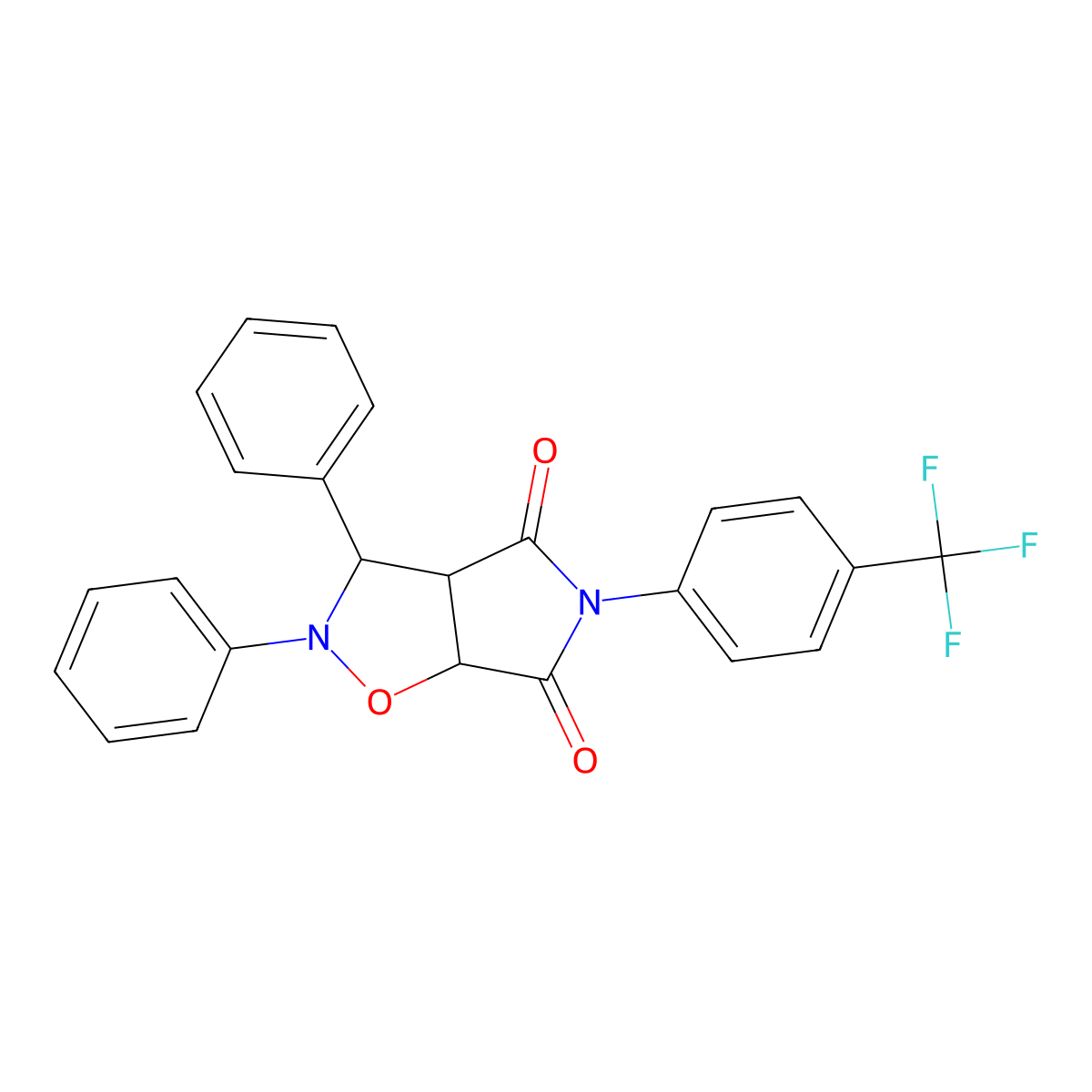 2,3-diphenyl-5-(4-(trifluoromethyl)phenyl)dihydro-2H-pyrrolo[3,4-d]isoxazole-4,6(5H,6aH)-dione molecular structure, CAS 1005271-33-9