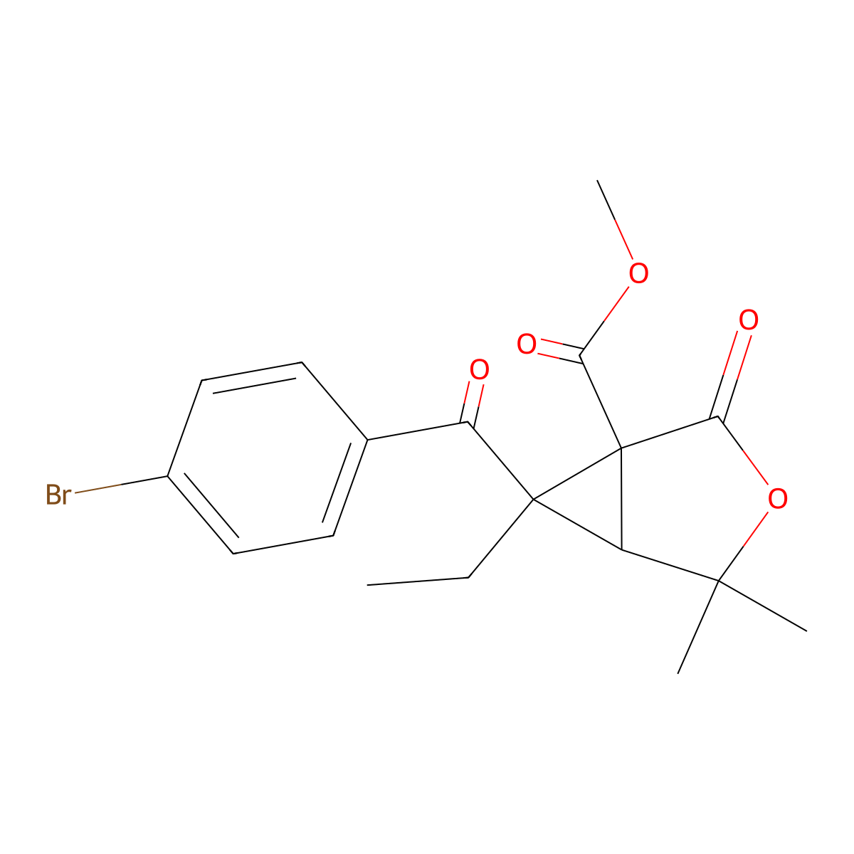 Methyl 6-(4-bromobenzoyl)-6-ethyl-4,4-dimethyl-2-oxo-3-oxabicyclo[3.1.0]hexane-1-carboxylate molecular structure, CAS 1005272-80-9
