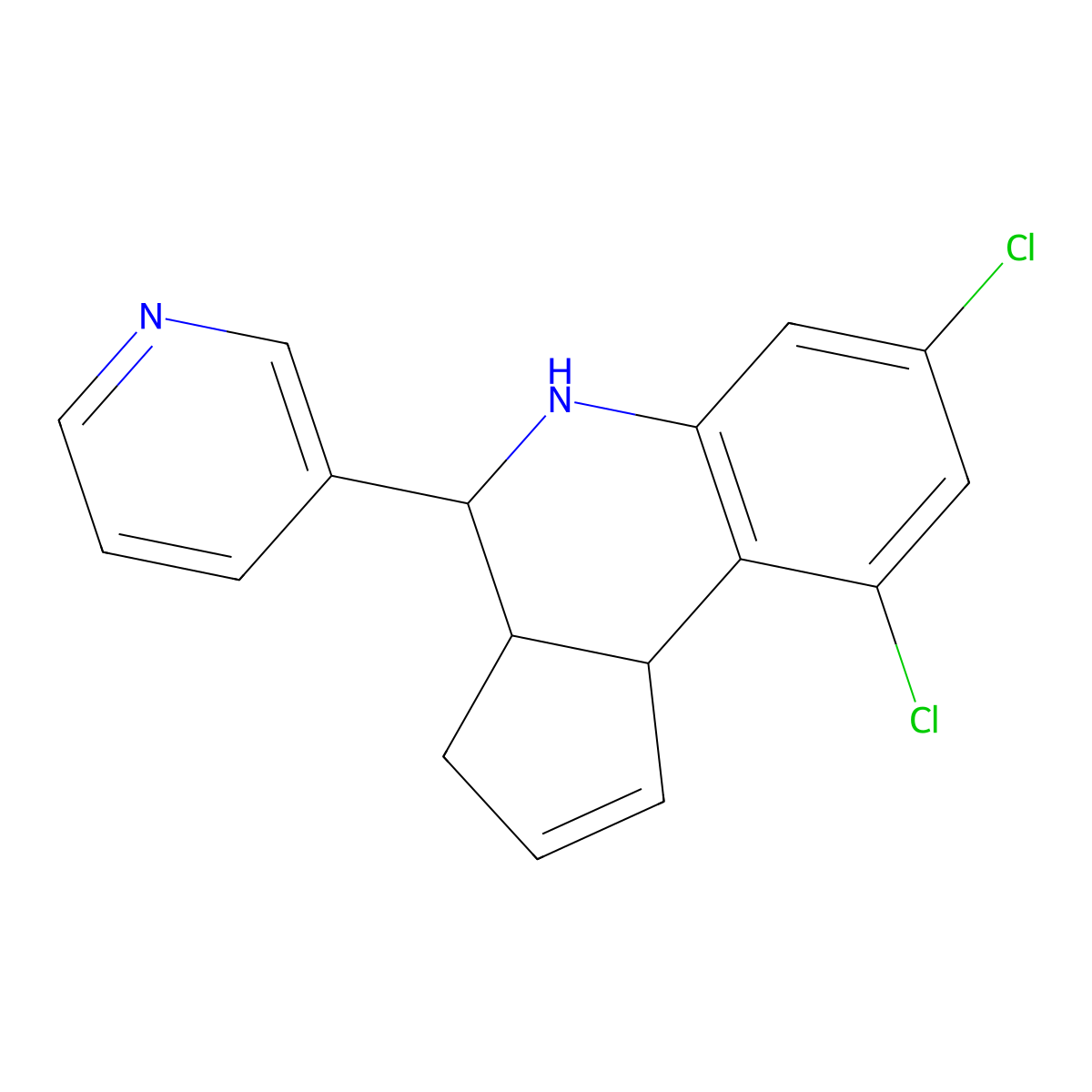 7,9-Dichloro-4-pyridin-3-yl-3a,4,5,9b-tetrahydro-3H-cyclopenta[c]quinoline molecular structure, CAS 1005272-86-5
