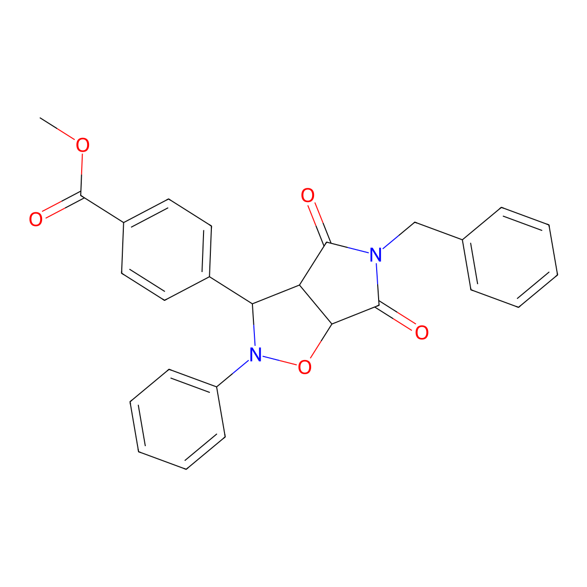 methyl 4-(5-benzyl-4,6-dioxo-2-phenylhexahydro-2H-pyrrolo[3,4-d]isoxazol-3-yl)benzoate molecular structure, CAS 1005272-87-6