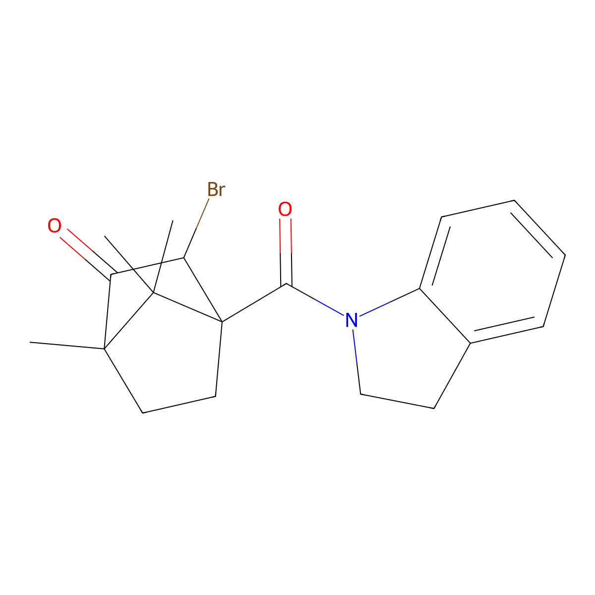 3-bromo-4-(2,3-dihydro-1H-indol-1-ylcarbonyl)-1,7,7-trimethylbicyclo[2.2.1]heptan-2-one molecular structure, CAS 1005273-29-9