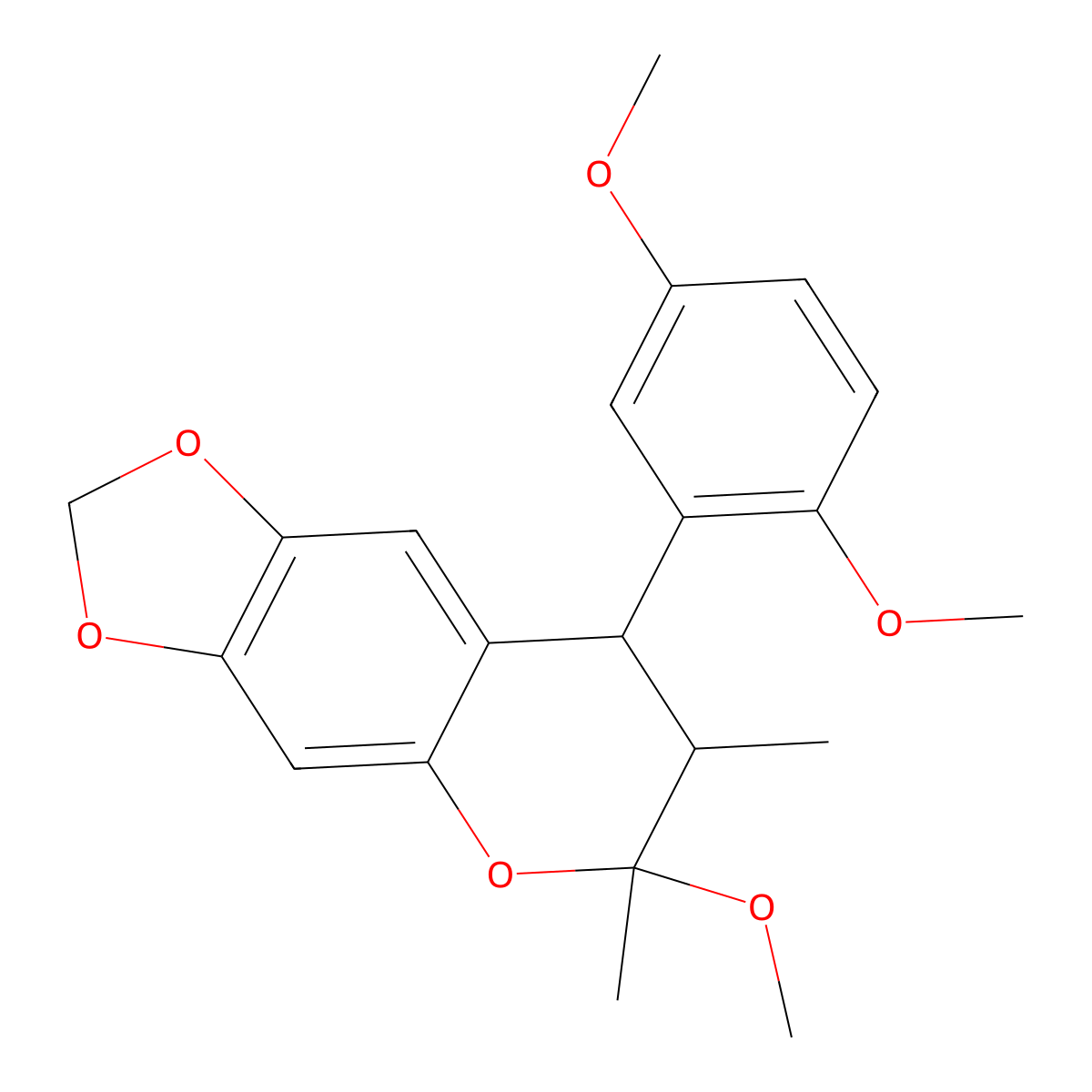 8-(2,5-dimethoxyphenyl)-6-methoxy-6,7-dimethyl-7,8-dihydro-6H-[1,3]dioxolo[4,5-g]chromene molecular structure, CAS 1005273-38-0