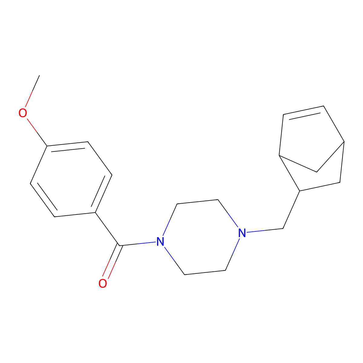 [4-(5-Bicyclo[2.2.1]hept-2-enylmethyl)piperazin-1-yl]-(4-methoxyphenyl)methanone molecular structure, CAS 1005273-46-0
