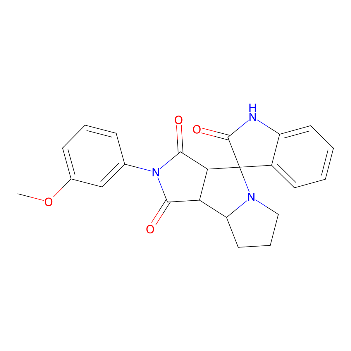 2'-(3-methoxyphenyl)spiro[1H-indole-3,4'-3a,6,7,8,8a,8b-hexahydropyrrolo[3,4-a]pyrrolizine]-1',2,3'-trione molecular structure, CAS 1005274-62-3