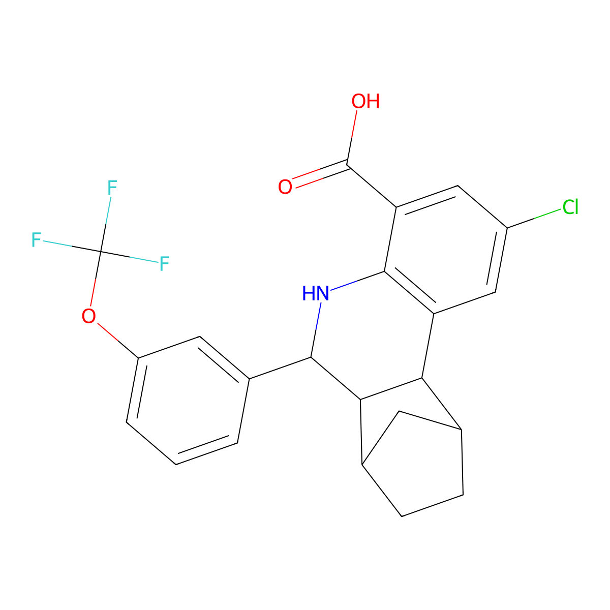 2-Chloro-6-[3-(trifluoromethoxy)phenyl]-5,6,6a,7,8,9,10,10a-octahydro-7,10-methanophenanthridine-4-carboxylic acid molecular structure, CAS 1005275-19-3