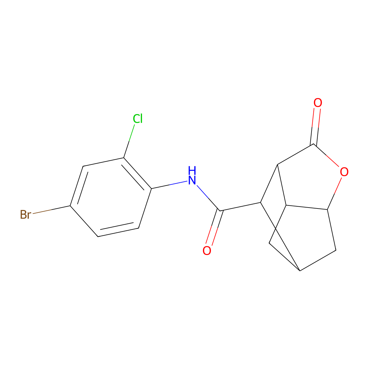 N-(4-bromo-2-chlorophenyl)-2-oxohexahydro-2H-3,5-methanocyclopenta[b]furan-7-carboxamide molecular structure, CAS 1005275-25-1