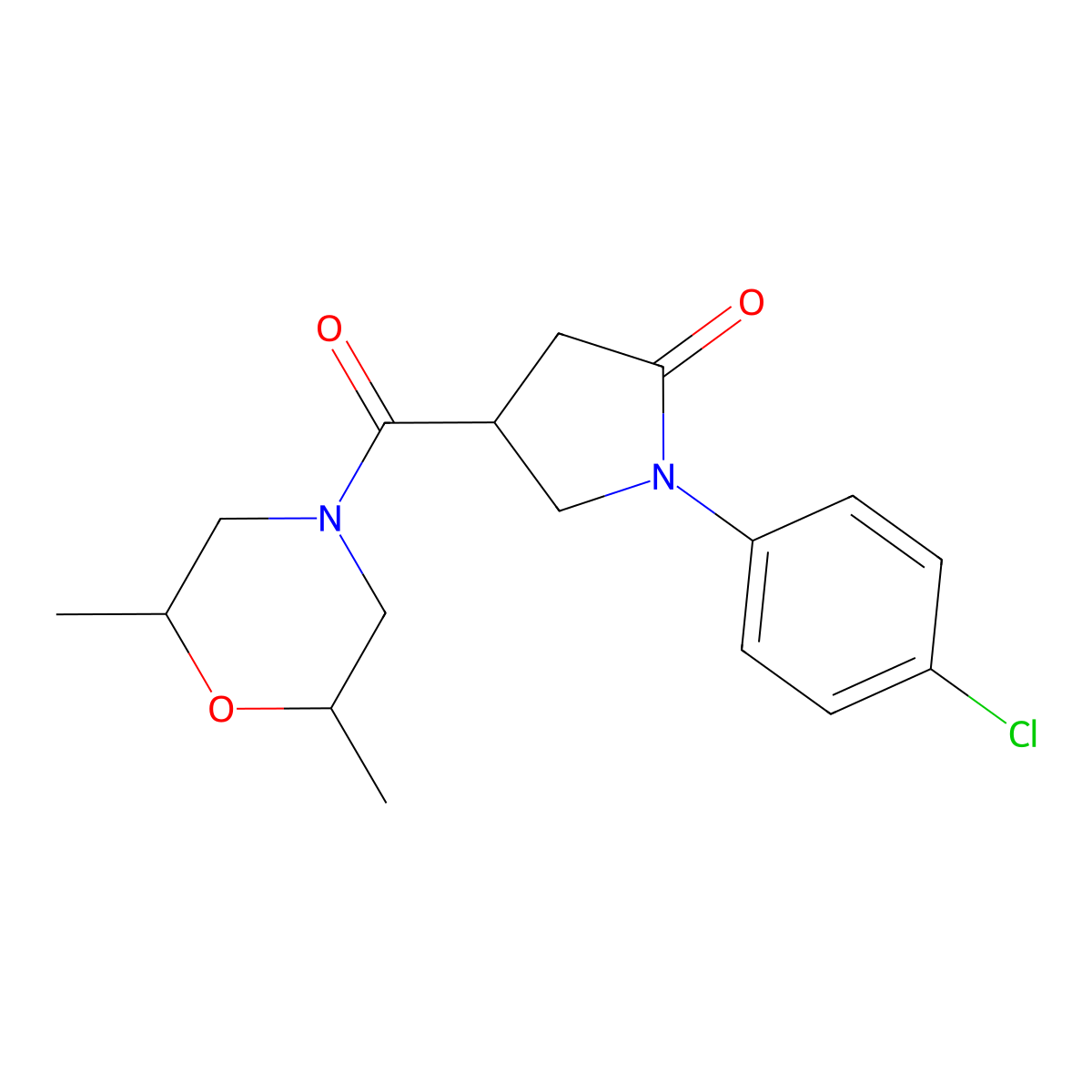 1-(4-Chlorophenyl)-4-(2,6-dimethylmorpholine-4-carbonyl)pyrrolidin-2-one molecular structure, CAS 1005275-31-9