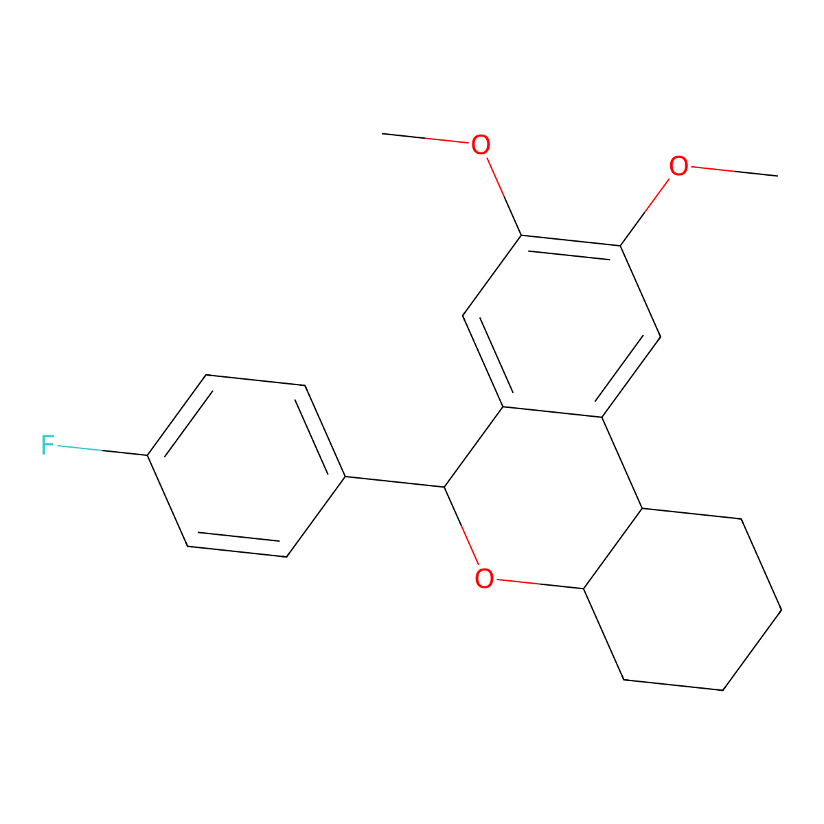6-(4-fluorophenyl)-8,9-dimethoxy-2,3,4,4a,6,10b-hexahydro-1H-benzo[c]chromene molecular structure, CAS 1005276-92-5