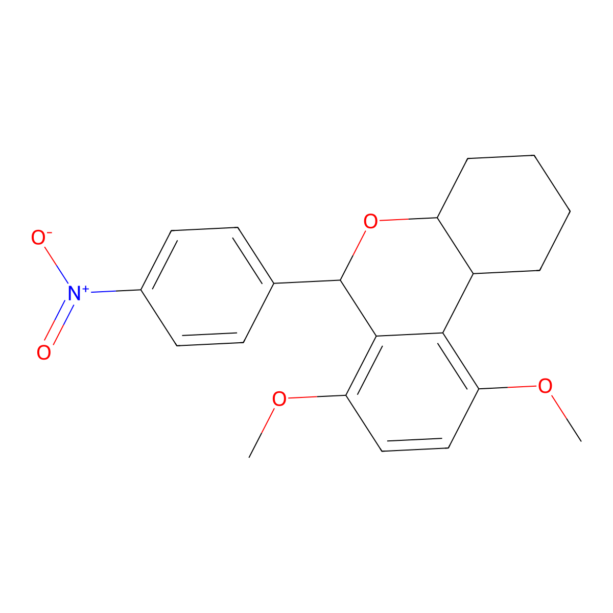7,10-dimethoxy-6-(4-nitrophenyl)-2,3,4,4a,6,10b-hexahydro-1H-benzo[c]chromene molecular structure, CAS 1005277-44-0