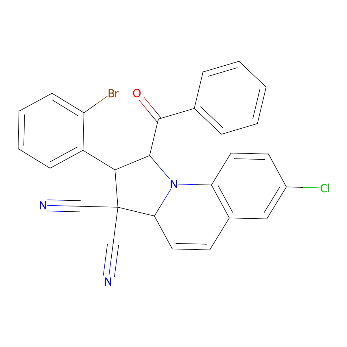 2-(2-bromophenyl)-7-chloro-1-(phenylcarbonyl)-1,2-dihydropyrrolo[1,2-a]quinoline-3,3(3aH)-dicarbonitrile molecular structure, CAS 1005280-45-4