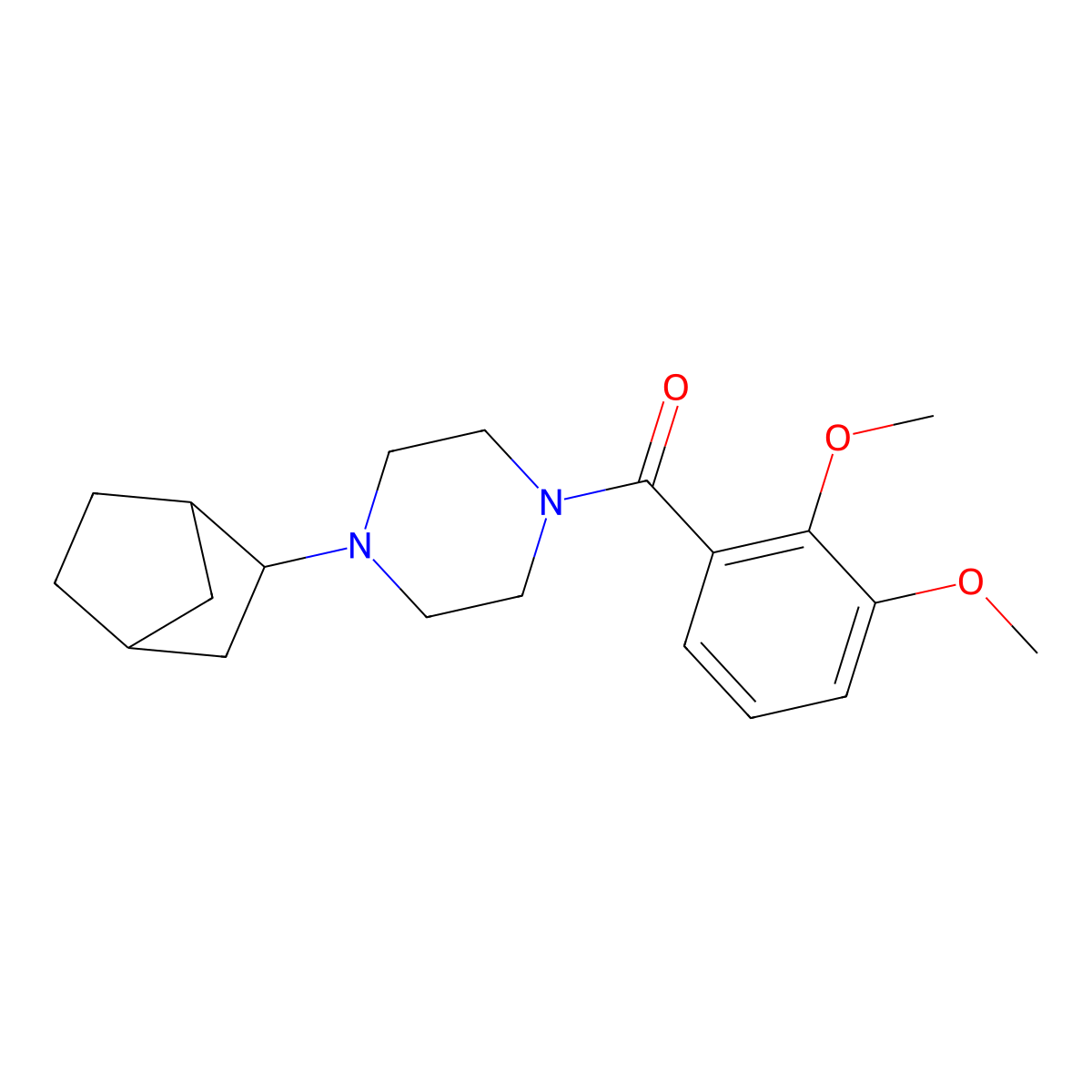 1-Bicyclo[2.2.1]hept-2-yl-4-(2,3-dimethoxybenzoyl)piperazine molecular structure, CAS 1005280-46-5
