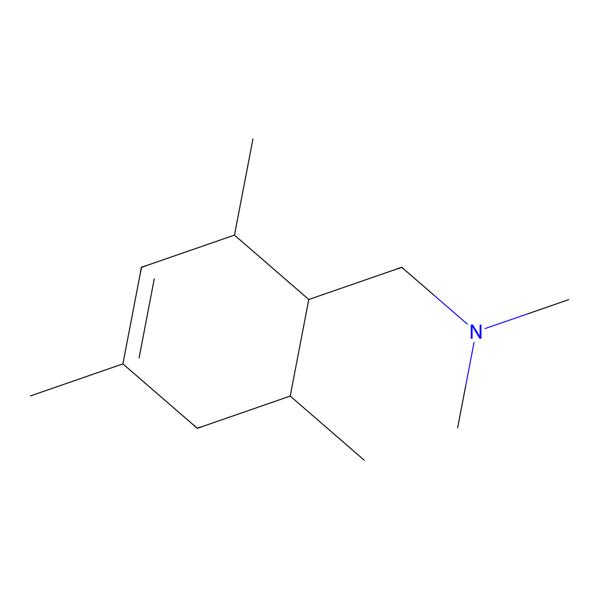 N,N-dimethyl-1-(2,4,6-trimethylcyclohex-3-en-1-yl)methanamine molecular structure, CAS 1005280-55-6