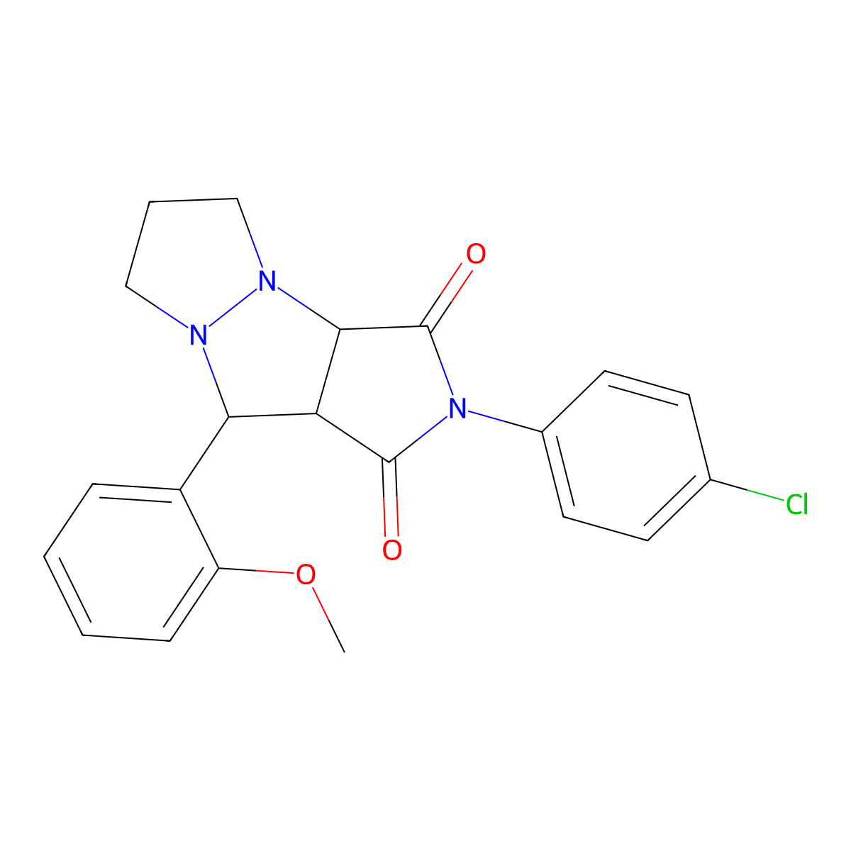 2-(4-chlorophenyl)-9-(2-methoxyphenyl)hexahydro-1H-pyrazolo[1,2-a]pyrrolo[3,4-c]pyrazole-1,3(2H)-dione molecular structure, CAS 1005280-65-8