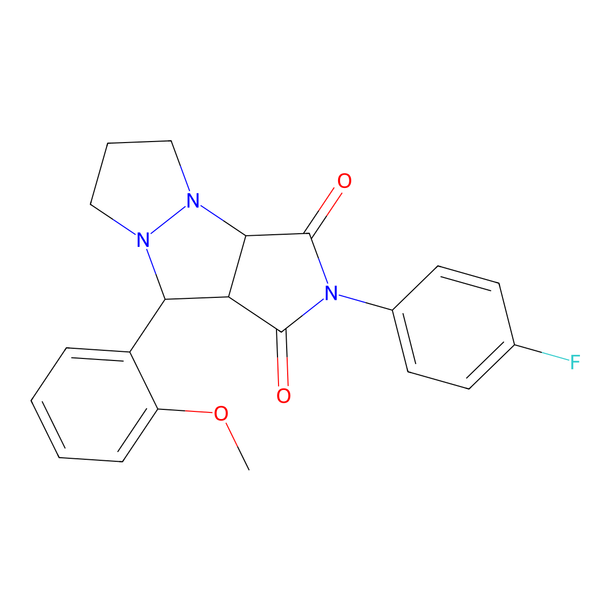 2-(4-fluorophenyl)-9-(2-methoxyphenyl)hexahydro-1H-pyrazolo[1,2-a]pyrrolo[3,4-c]pyrazole-1,3(2H)-dione molecular structure, CAS 1005280-98-7