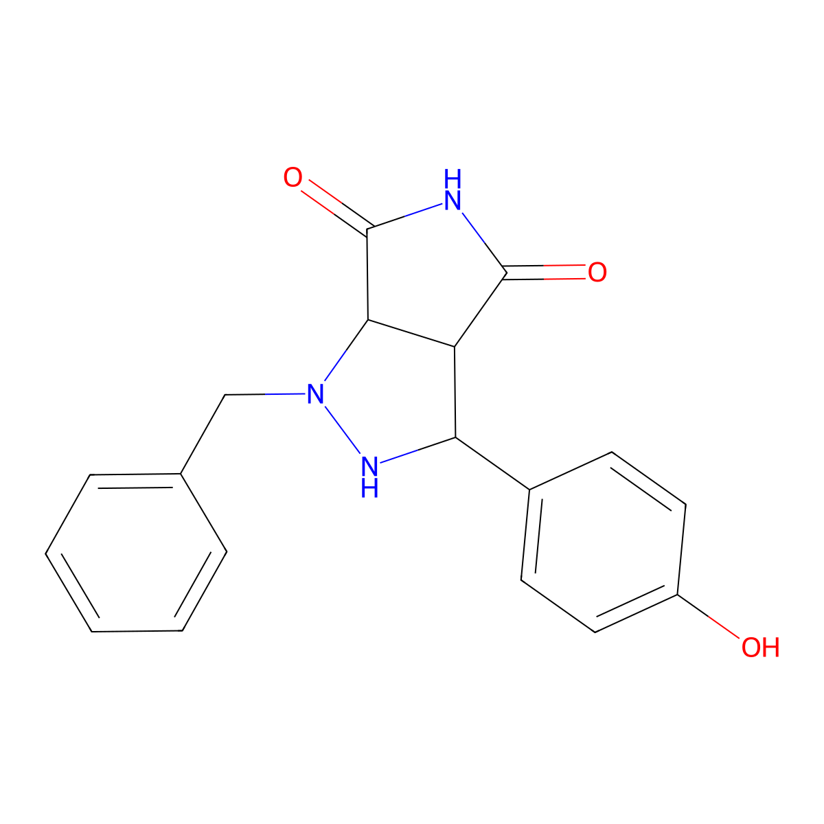 1-benzyl-3-(4-hydroxyphenyl)tetrahydropyrrolo[3,4-c]pyrazole-4,6(1H,5H)-dione molecular structure, CAS 1005281-28-6