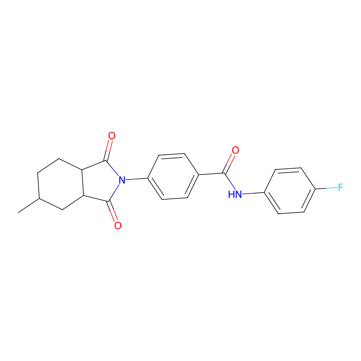 N-(4-fluorophenyl)-4-(5-methyl-1,3-dioxooctahydro-2H-isoindol-2-yl)benzamide molecular structure, CAS 1005281-36-6