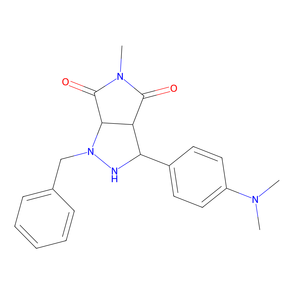 1-benzyl-3-[4-(dimethylamino)phenyl]-5-methyltetrahydropyrrolo[3,4-c]pyrazole-4,6(1H,5H)-dione molecular structure, CAS 1005281-47-9
