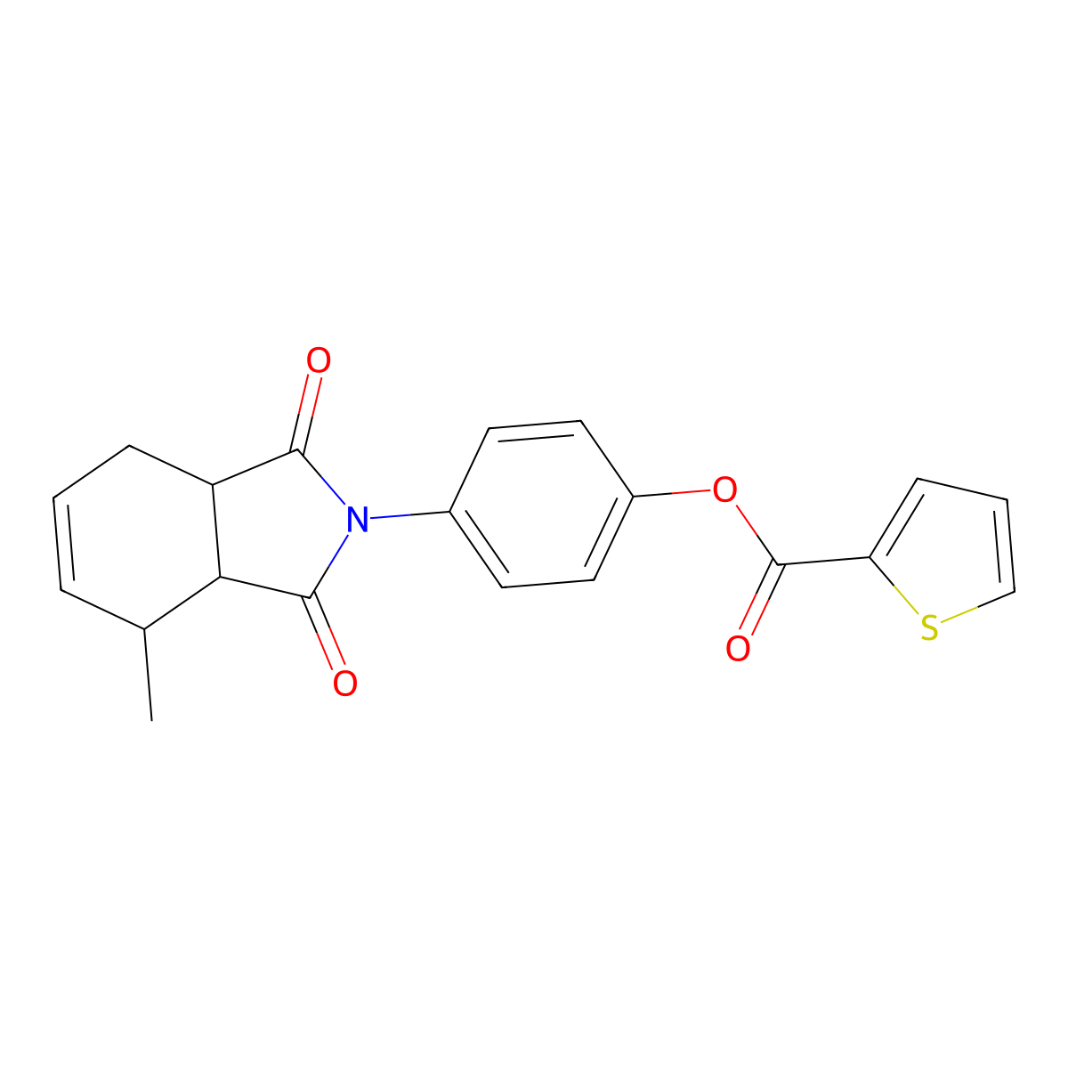 4-(4-methyl-1,3-dioxo-1,3,3a,4,7,7a-hexahydro-2H-isoindol-2-yl)phenyl thiophene-2-carboxylate molecular structure, CAS 1005281-54-8