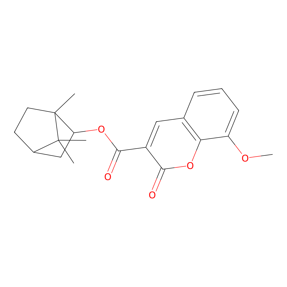 1,7,7-Trimethylbicyclo[2.2.1]hept-2-yl 8-methoxy-2-oxochromene-3-carboxylate molecular structure, CAS 1005281-55-9