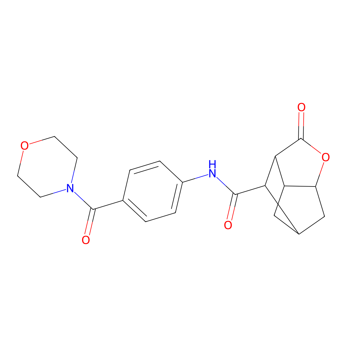 N-[4-(morpholin-4-ylcarbonyl)phenyl]-2-oxohexahydro-2H-3,5-methanocyclopenta[b]furan-7-carboxamide molecular structure, CAS 1005281-70-8