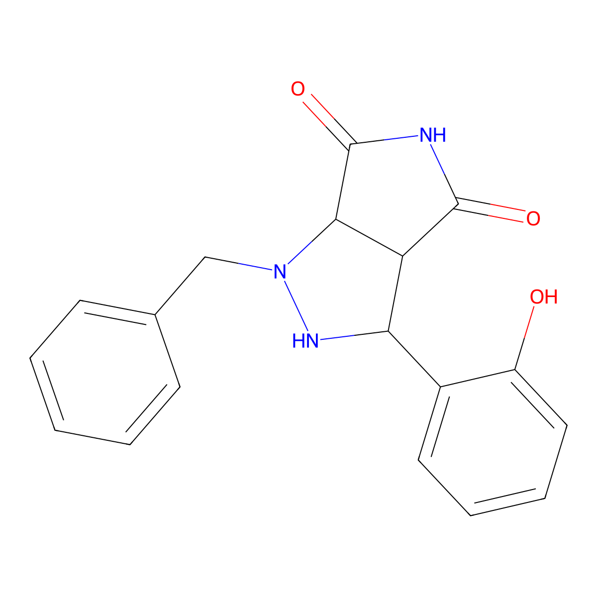 1-benzyl-3-(2-hydroxyphenyl)tetrahydropyrrolo[3,4-c]pyrazole-4,6(2H,5H)-dione molecular structure, CAS 1005281-79-7