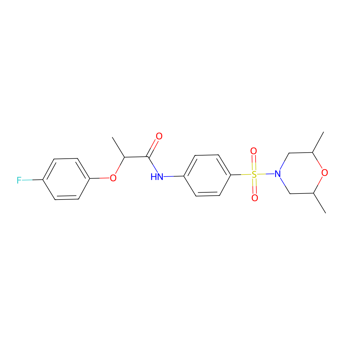 N-{4-[(2,6-dimethylmorpholin-4-yl)sulfonyl]phenyl}-2-(4-fluorophenoxy)propanamide molecular structure, CAS 1005281-89-9