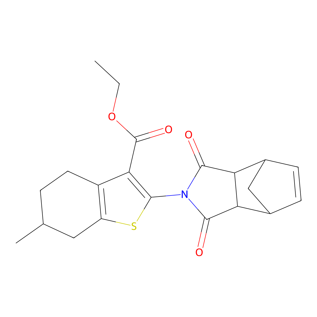 ethyl 2-(1,3-dioxo-3a,4,7,7a-tetrahydro-1H-4,7-methanoisoindol-2(3H)-yl)-6-methyl-4,5,6,7-tetrahydrobenzo[b]thiophene-3-carboxylate molecular structure, CAS 1005281-92-4