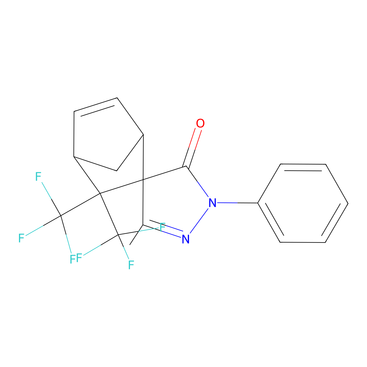 5'-Methyl-2'-phenyl-3,3-bis(trifluoromethyl)spiro[bicyclo[2.2.1]hept-5-ene-2,4'-pyrazole]-3'-one molecular structure, CAS 1005281-94-6