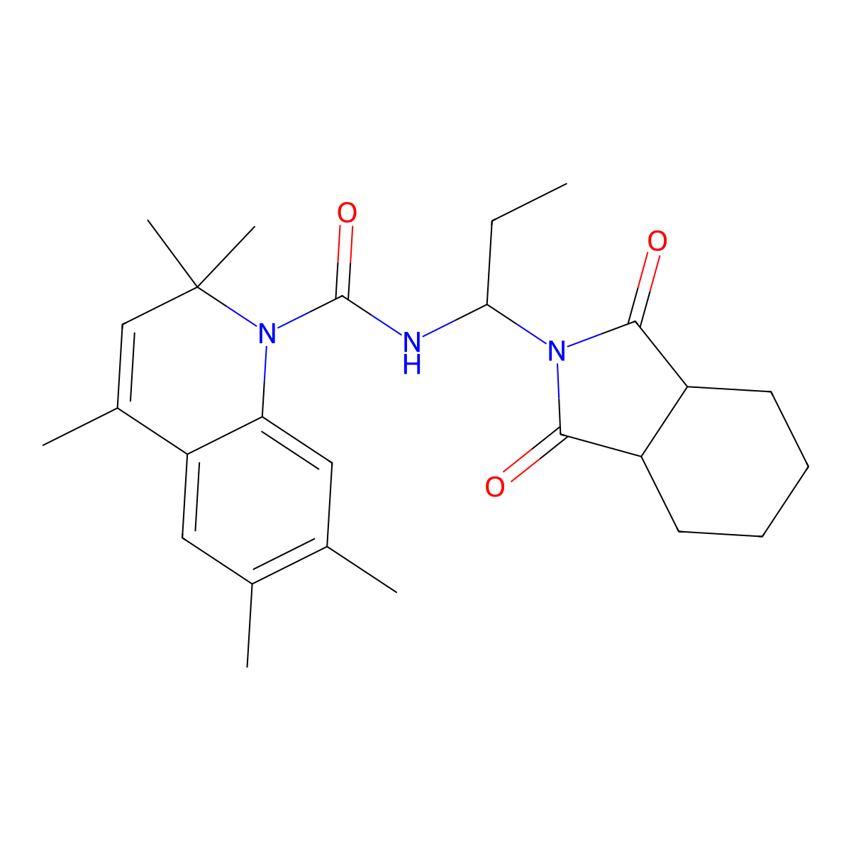 N-[1-(1,3-dioxooctahydro-2H-isoindol-2-yl)propyl]-2,2,4,6,7-pentamethylquinoline-1(2H)-carboxamide molecular structure, CAS 1005281-97-9